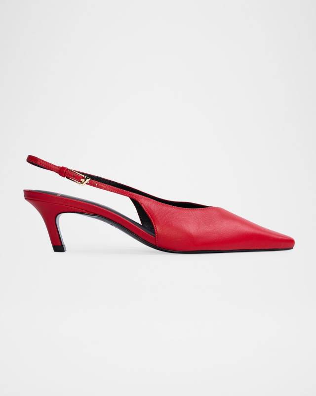 Calfskin Kitten Slingback Pumps